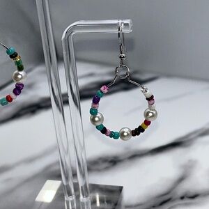 Multicolor Beaded Hoop Earrings